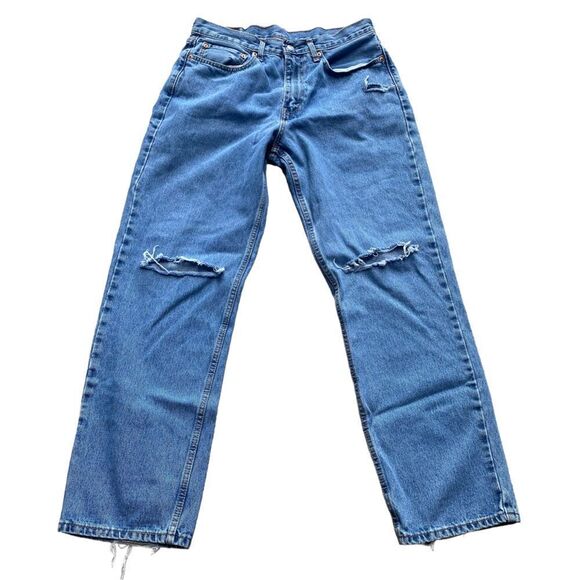 Levi's Other - Levi’s Y2K Straight Leg Light Wash Hi Waisted Distressed Denim Jeans